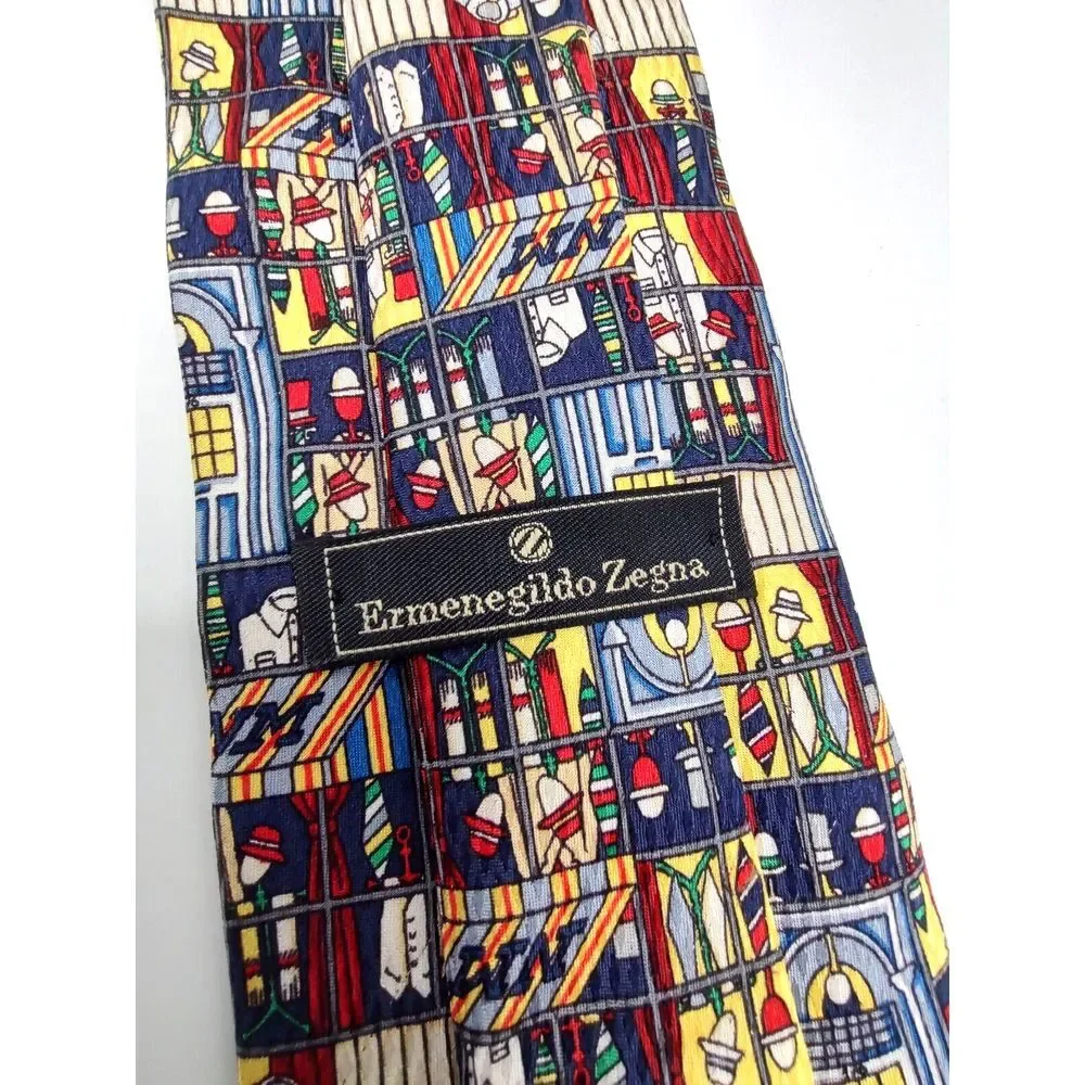 ERMENEGILDO ZEGNA Multi Color Silk Tie Made‎ In Italy